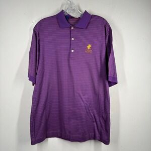 Jeff Rose Mens Purple Micro Pattern Cotton Polo Shirt Troon North Golf Italy M